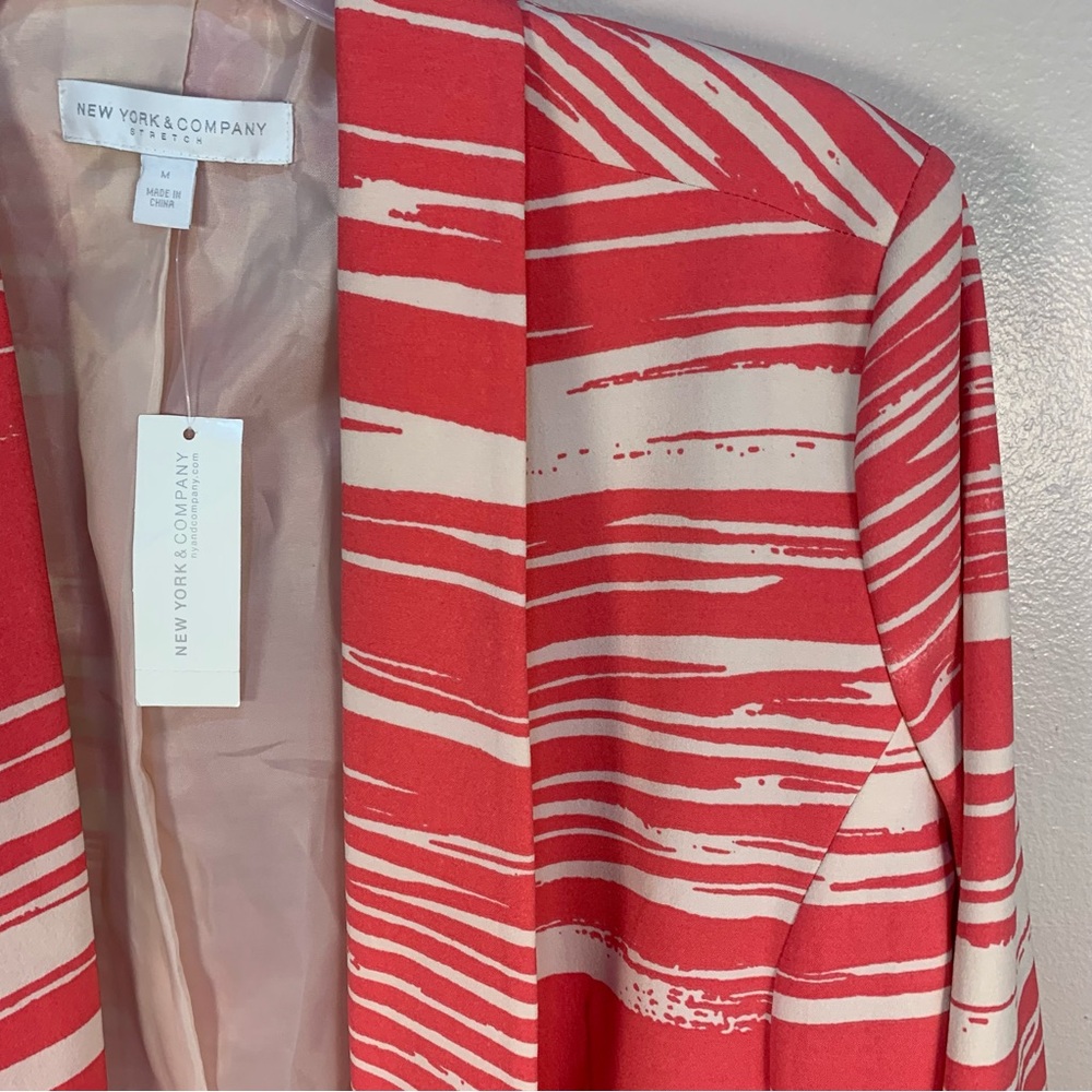 New York & Company Open Front Stripe Blazer Jacket - Picture 4 of 13